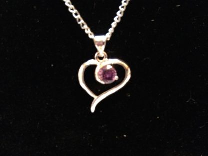 Purple Crystal Heart Pendant Necklace Women Fashion Jewelry