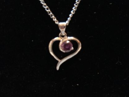 Purple Crystal Heart Pendant Necklace Women Fashion Jewelry