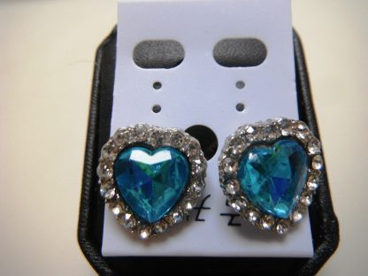 Blue Crystal Rhinestones Heart Women Earrings Fashion Jewelry