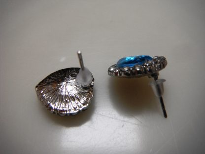 Blue Crystal Rhinestones Heart Earrings Women Fashion Jewelry
