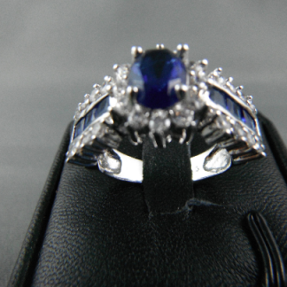 Classic Blue Lab Sapphire Rhinestones Women Ring Fashion Jewelry