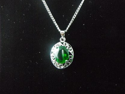 Green Crystal Rhinestones Pendant Necklace