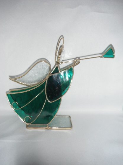 Green Stained Glass Handmade Christmas Display Angel