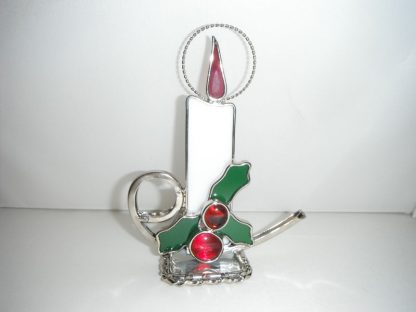 White Stained Glass Christmas Candle